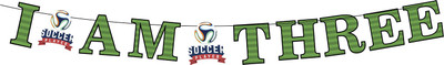 PARTY PROPZ I Am Three Soccer Banner Boys / I Am Three Birthday Banner / I Am Three Banner / 3rd birthday banner / I Am Three Decorations / I Am Three Birthday Decoration Banner(6 ft, Pack of 1)