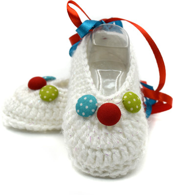 

Magic Needles Newborn Baby Socks Soft Sole Prewalker Ballerinas Booties(Toe to Heel Length - 12 cm White)
