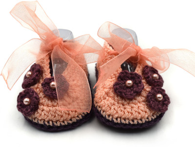 

Magic Needles Newborn Baby Socks Soft Sole Prewalker Booties Booties(Toe to Heel Length - 10 cm Peach, Mauve), Mauve;peach