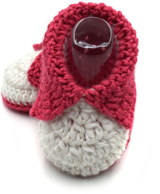 

Magic Needles Newborn Baby Socks Soft Sole Prewalker Foldover Boots Booties(Toe to Heel Length - 12 cm White, Pink), Pink;white