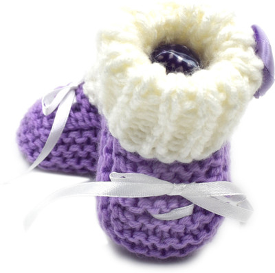 

Magic Needles Newborn Baby Socks Soft Sole Prewalker Sneakers Booties(Toe to Heel Length - 11 cm Purple)