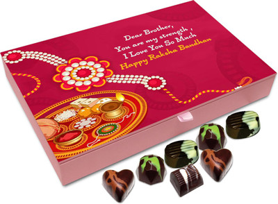 

Chocholik Rakhi Gift Box - Dear Brother, You Are My Strength - 12pc Truffles(144 g)