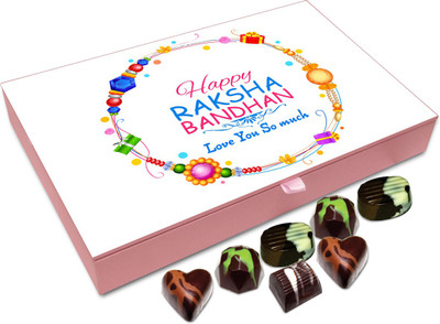

Chocholik Rakhi Gift Box - Happy Raksha Bandhan!! Love You So Much - 12pc Truffles(144 g)