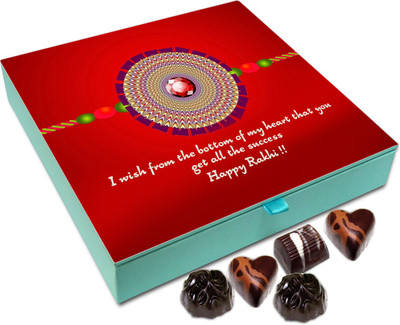 

Chocholik Rakhi Gift Box - I Wish From The Bottom My Heart That You Get All The Success - 9pc Truffles(108 g)
