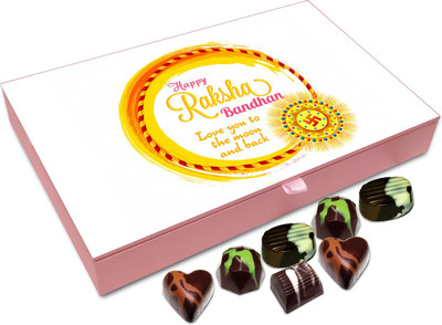 

Chocholik Rakhi Gift Box - Happy Raksha Bandhan, Love You To The Moon And Back - 12pc Truffles(144 g)