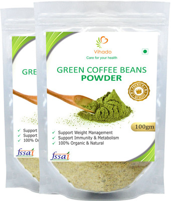 

Vihado Premium Quality Green Coffee Bean Powder, Unroasted, Arabica AAA+ - Roast & Ground Coffee 100 g(Pack of 2)