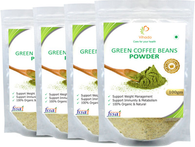 

Vihado Premium Quality Unflavoured Organic Green Coffee Beans Powder for tasty and healthy Drink, Unroasted, Arabica AAA+ - Roast & Ground Coffee 100 g(Pack of 4)