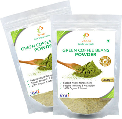 

Vihado Premium Quality Green Coffee Beans Powder for Weight Loss (Unroasted green coffee), Unroasted, Arabica AAA+ - Filter Coffee 250 g(Pack of 2)