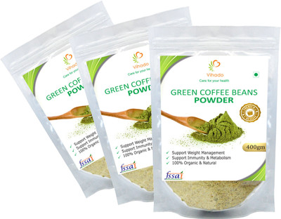 

Vihado PREMIUM Quality Green Coffee Beans Powder for Weight Loss (Unroasted green coffee), Unroasted, Arabica AAA+ - Roast & Ground Coffee 400 g(Pack of 3)
