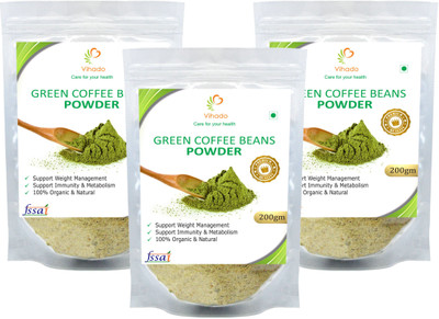 

Vihado Premium Quality Green Coffee Beans Powder for Weight Loss (Unroasted green coffee), Unroasted, Arabica AAA+ - Filter Coffee 200 g(Pack of 3)
