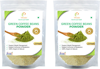 

Vihado Premium Quality Unflavoured Organic Green Coffee Beans Powder for tasty and healthy Drink, Unroasted, Arabica AAA+ - Filter Coffee 100 g(Pack of 2)