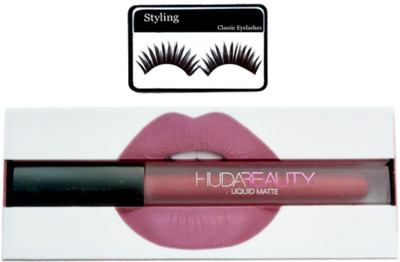 

styling Eyelashes&Huda Beauty Liquid Matte Bombshell Lipgloss(Set of 2)
