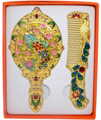 

Majik Small Hand Mirror With Hair Comb For Women And girls(Set of 2)