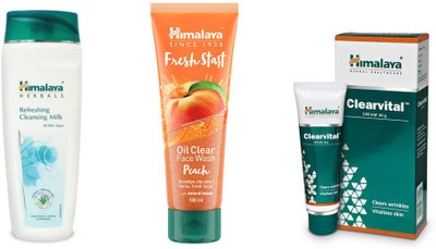 

Himalaya Refreshing Cleansing Milk, clearvital cream, fresh start oil clear peach face wash(Set of 3)
