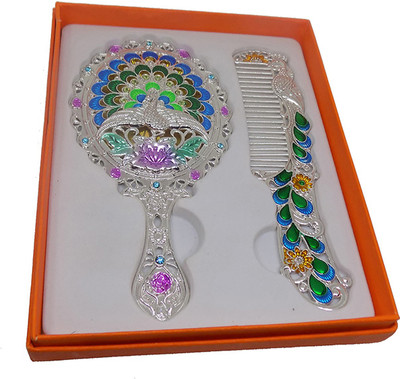 

Fully Handheld Design Mirror For Home Use And Hair Comb, Multicolor(Set of 2)