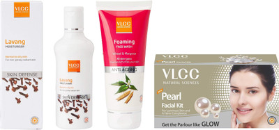 

VLCC Lavang moisturiser 100ml+Foaming Face wash 100ml + PearlFacial kit 60gm(Set of 3)