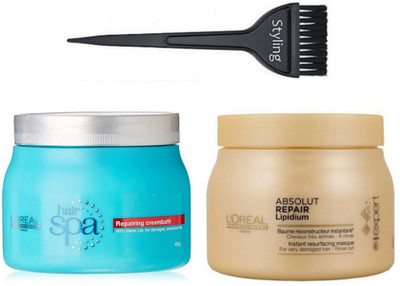 

Styling Hair brush & loreal Imported absolut spa Hair Cream And Repairing Creambath Hair Spa(Set of 3)