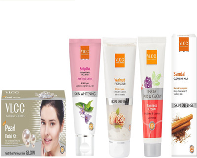 

VLCC Pearl 60g+Snigdha FW 100ml+Insta fairness 50g+Walnut 80g+ Sandal cleansing milk 100ml(Set of 5)
