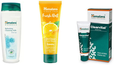 

Himalaya Refreshing Cleansing Milk, clearvital cream, fresh start oil clear lemon face wash(Set of 3)