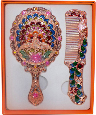 

Confidence Foldable Women And Girl Style Mirror With Hair Comb, Multicolor(Set of 2)