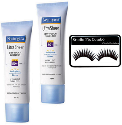 

Studio Fix Combo Eyelashes&Neutrogena Sunscreen Lotion SPF 50 PA+ Set Of 2(Set of 3)
