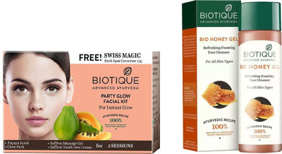 

BIOTIQUE BIO Bio Party Glow Facial Kit, Bio Honey Gel Refreshing Foaming Face Cleanser For All Skin Types(Set of 2)