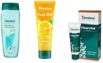 

Himalaya Refreshing & Clarifying Toner, clearvital cream, fresh start oil clear lemon face wash(Set of 3)