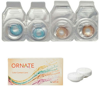 

ORNATE Blue & Brown Colored Contact Lens 2 Pair with case (0 Power) Monthly Contact Lens(0, Blue, Brown, Pack of 3)