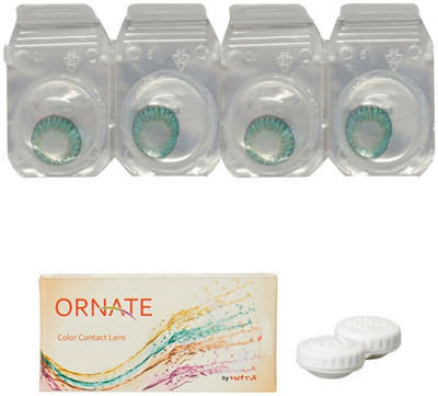 

ORNATE Turquoise Colored Contact Lens 2 Pair with case (0 Power) Monthly Contact Lens(0, Green, Turquoise, Pack of 3)