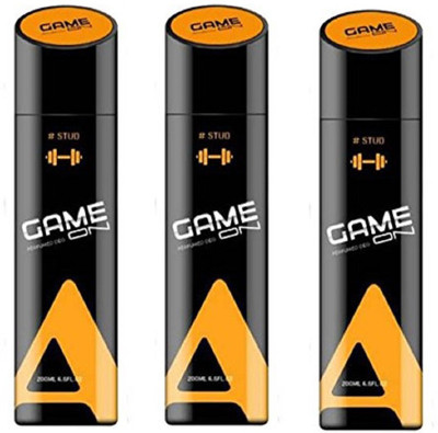 

GAME ON STUD LONG LASTING PACK OF 3 PC Deodorant Spray - For Men & Women(300 ml, Pack of 3)