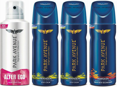 

Park Avenue 1 Alter Ego & 2 Tranquil & 1 Horizon Body Spray - For Men(520 ml, Pack of 4)