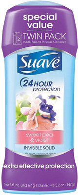 

Suave Invisible Solid Anti-Perspirant and Deodorant, Sweet Pea and Violet, 5.2 Ounce Deodorant Stick - For Men & Women(147 g)