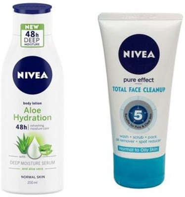 

Nivea Aloe Hydration Body Lotion & Total face Cleanup(250 ml)