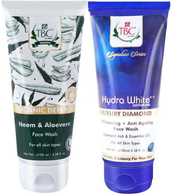 

TBC ORGANIC DEFENSE NEEM & ALOEVERA FACE WASH 100g, HYDRA WHITE LUXURY DIAMOND FACE WASH 100g Face Wash(100 g)