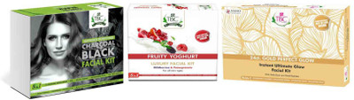 

TBC CHARCOAL BLACK FACIAL KIT 150g, FRUITY YOGHURT LUXURY FACIAL KIT 150g, 24ct GOLD PERFECT GLOW FACIAL KIT 150g 150 g(Set of 3)