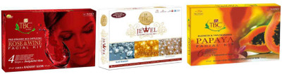 

TBC ROSE AND WINE FACIAL KIT 150g, JEWEL LUXURY FACIAL KIT 150g, PAPAYA FACIAL KIT 150g 150 g(Set of 3)
