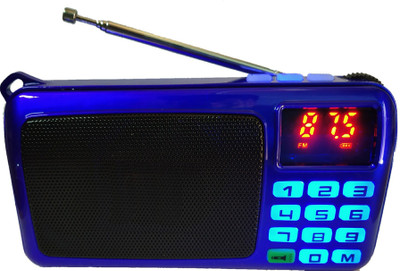 

CRETO latest fm radio with digital clock support usb pendrive, memory card, bright led torch at side FM Radio(Blue)