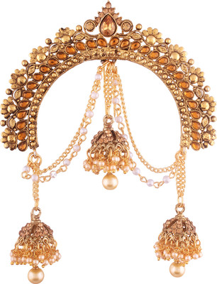 

I Jewels Gold Plated Jhumki Hair Pin with Chain for Women Hair Pin(Gold)