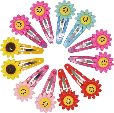 

Evolution Cute & Funky Printed Sunflower Smiley Multicolored Kids Snap Hair Clips, Small, For Kids / Girls Tic Tac Clip(Multicolor)