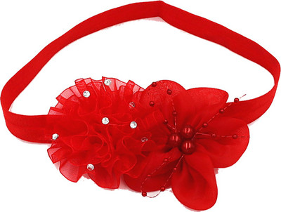 

Ziory 1 Pcs Red pearl flower Headband Head Band Hair Accessories flower Elastic headband for Baby Girls and Toddler Girls Head Band(Red)