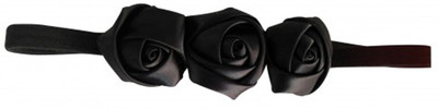 

AkinosKIDS Black three Rosset Flower Elastic Newborn BabyGirl Soft Headband Head Band(Black)