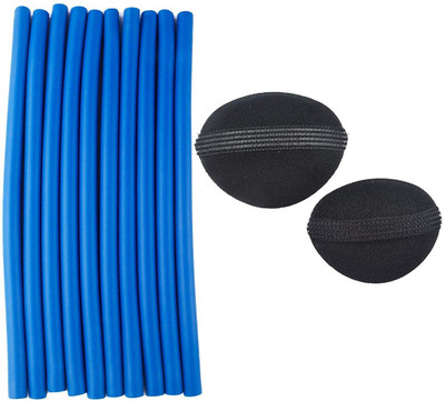 

INAAYA Combo Of 12 Hair Accessories Stick Hair Rollers And Hair Base for Girls And Women Hair Accessory Set(Blue, Black)