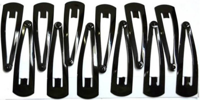 

DELTOYHUT Daily use Metallic Tic Tac Clip (Black) set of 10 Hair Clip(Black)
