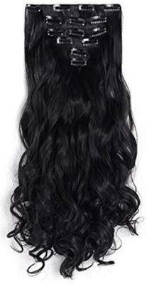 

stylazo Synthetic 6 Pcs Full Head Curly Extension For Women And Girls Premium Quality Extensions,Black Hair Extension