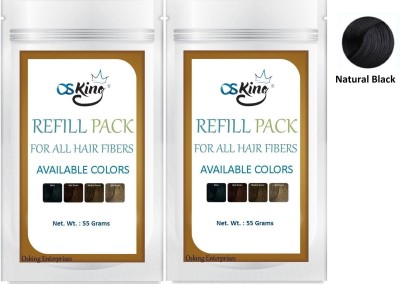 Osking Hair Building Fibers Refill Pack 55 gram (Hair Loss Concealer ) Pack of 2 Black(110 g)