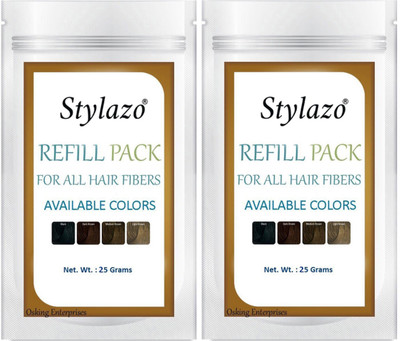 

stylazo Hair Building Fibers Refill Pack Hair Loss Concealer 25 grams, Natural Black Pack Of 2(50 g)
