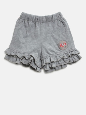 

LITTLE KANGAROOS Short For Girl's Casual Self Design Cotton(Grey, Pack of 1