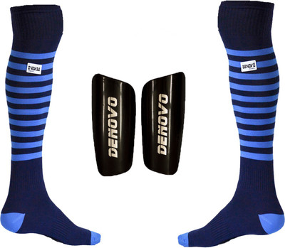 

DeNovo Football Kit (One Pair Large Shin Guard + One Pair Lycra Striped Knee Length Football Socks) Football Kit
