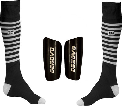 

DeNovo Football Kit (One Pair Large Shin Guard + One Pair Lycra Striped Knee Length Football Socks) Football Kit