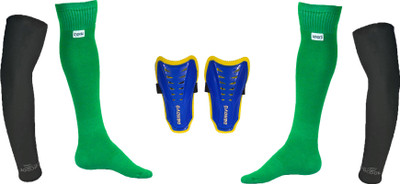 

DeNovo Ultimate Protection (One Pair Large Shin Guard + One Pair Lycra Plain Knee Length Football Socks + One Pair UV Protection Arm Sleeves) Football Kit